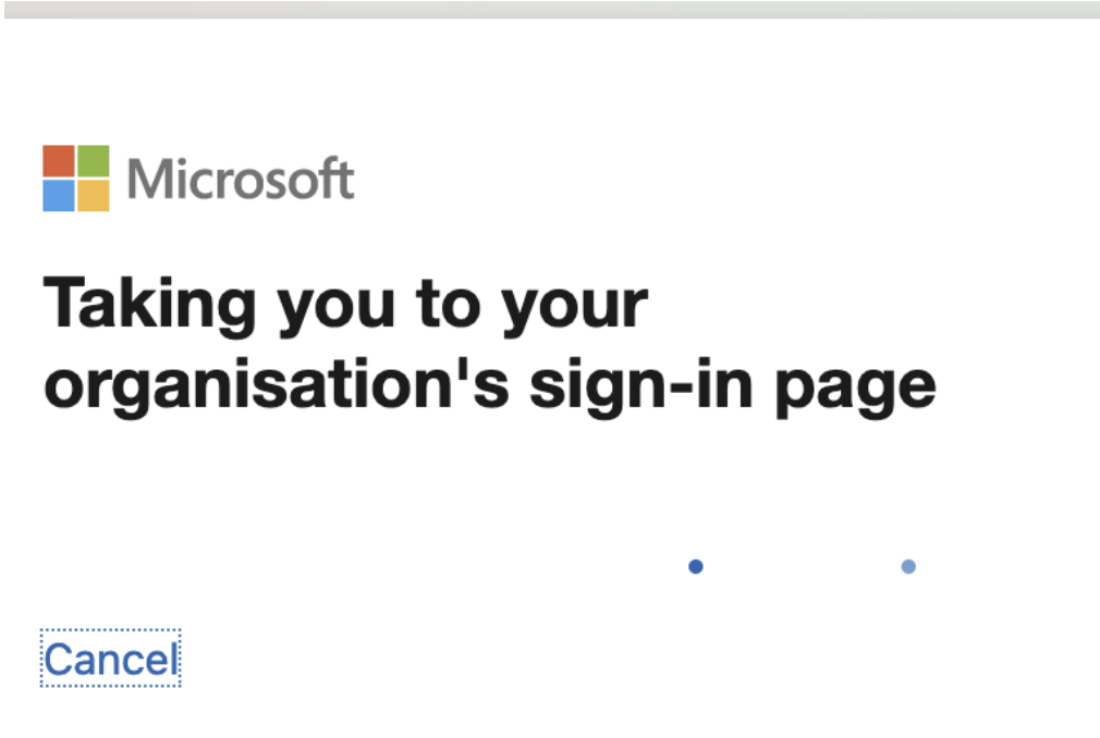 Popup taking you to UB sign in page